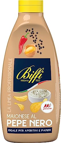 Biffi Black Pepper-Mayonnaise - die perfekte scharfe Sauce für Aperitifs und Sandwiches - 800 g Flasche von Biffi Milano 1852