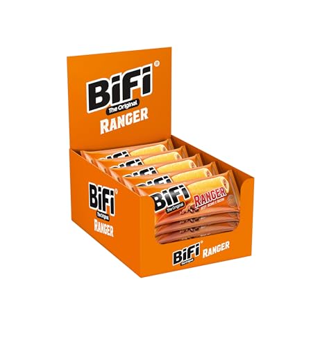 BiFi Ranger Beef – 20er Pack (20 x 50 g) – Herzhafter Salami Snack im Teigmantel – Wurstsnack to go mit Beef, Beans & Bacon von Bifi