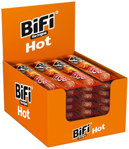 BiFi Original Hot Salami Sticks – 40er Pack (40 x 20g) – Wurst Snack To Go - Luftgetrocknet Fleisch & Wurstwaren Paket - Salami mit Pfeffer, Koriander und Knoblauch - Ideale Knabberbox - Wurstpaket von Bifi