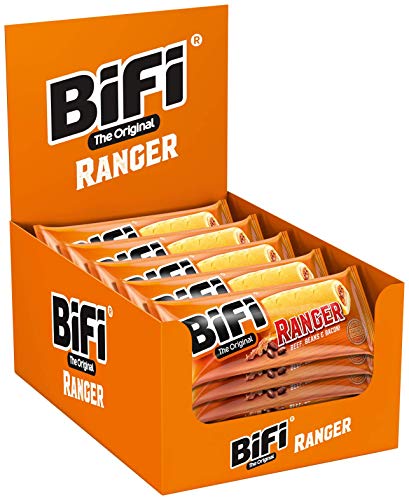 BiFi Ranger - 20er Pack (20 x 50g) – Wurstsnack mit Bohnen und Bacon in einem Teig - Original Salami-Snack To Go - für Unterwegs, im Büro oder beim Sport - Rind- und Schweinefleisch von Bifi