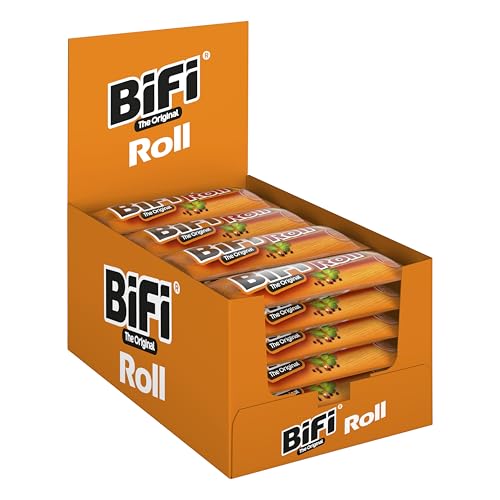 BiFi Roll – 24er Pack (12 x 2 x 40g) – Salami Snack in einem lockeren Teig – Original Wurstsnack To Go - für Unterwegs, im Büro oder beim Sport - mit Pfeffer, Koriander und Knoblauch von Bifi