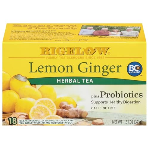 Bigelow Lemon Ginger Herb Plus Probiotics Tea - Caffeine Free - 18 Individually Wrapped Tea Bags by Bigelow Tea von Bigelow Tea