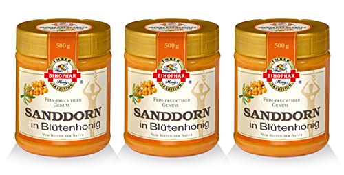 Bihophar Sanddorn in Blütenhonig, 3 Gläser à 500 g von Bihophar