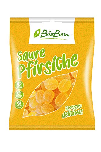 Biobon Bio-Fruchtgummis Saure Pfirsiche 10x100g Beutel, VEGAN von BioBon