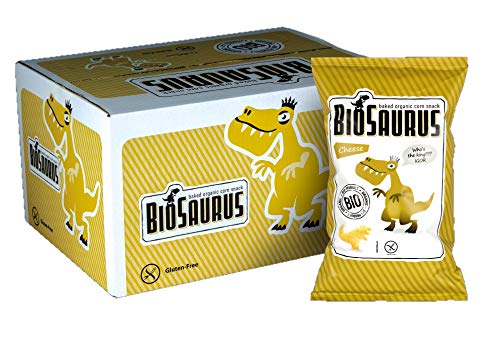 Biosaurus Baked Organic Corn Snack für Kinder - 12x50g (Käse) - Gebackener knusprige Bio-Snack aus Mais, Nicht Frittiert | Low Fat, Glutenfrei, BIO, keine Chemie | - 12x50g (Käse) von BioSaurus