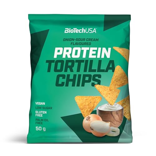 BioTechUSA Protein Tortilla Chips |Proteinquelle | mit Naturhaferflocken und Erbsenprotein | Vegan | Ohne Konservierungsstoffe, 3 * 50g, Zwiebel-Sauerrahm von BioTechUSA