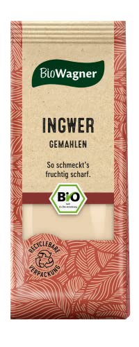 BioWagner - Bio Ingwer gemahlen | fruchtig-scharfer Geschmack für Curry-, Wokgerichte oder Desserts | naturbelassene Bio-Zutaten | recyclebare Verpackung | 30 g von BioWagner