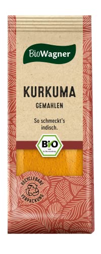 BioWagner - Bio Kurkuma gemahlen | intensiv gelbe Farbe für Currys und asiatische Gerichte | naturbelassene Bio-Zutaten | recyclebare Verpackung | 40 g von BioWagner