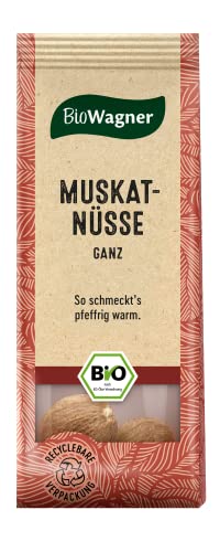 BioWagner - Bio Muskatnüsse ganz | verfeinert zahlreiche Kartoffelgerichte und Gemüse | naturbelassene Bio-Zutaten | recyclebare Verpackung | 2 Stück von BioWagner