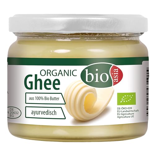 BIOASIA Bio Butter Ghee, Butterschmalz zum Braten, Frittieren, Kochen und Backen, Butterreinfett für die gesunde Ayurveda-Küche oder Paleo-Diät, 1 x 250 ml von Bioasia