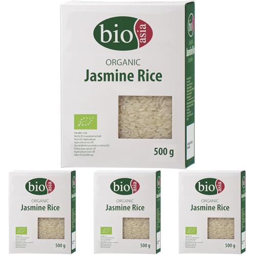 BIOASIA Bio Jasmin Reis, Langkornreis, für diverse Reisgerichte, 1 x 500 g (Packung mit 4) von Bioasia