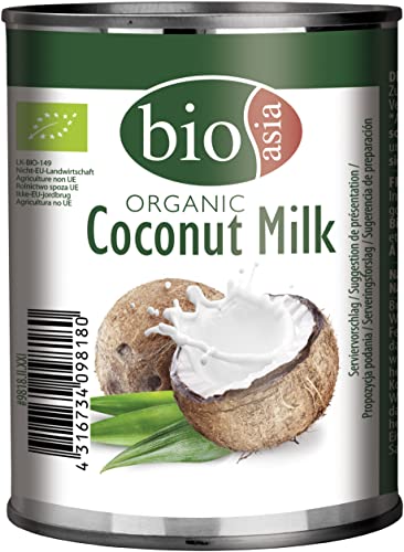 BIOASIA Bio Kokosnussmilch, Fettgehalt 18 %, Ideal zum Kochen, Backen, für Desserts und Cocktails, vegan, glutenfrei und laktosefrei (1 x 160 ml) von Bioasia