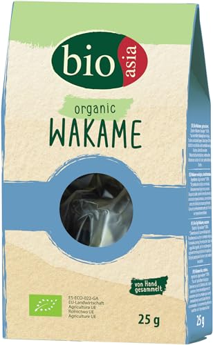 BIOASIA Bio Wakame Algen, Reich an Vitaminen, Mineralien und Antioxidantien, glutenfreie & vegan, ideal für Salate, Suppen & asiatische Gerichte, 1 x 25g von Bioasia