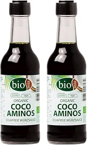 Bioasia Bio Coco Aminos Sauce – Sojafreie Kokoswürzsauce – Von Natur aus glutenfrei und vegan – 1 x 250 ml (Packung mit 2) von Bioasia