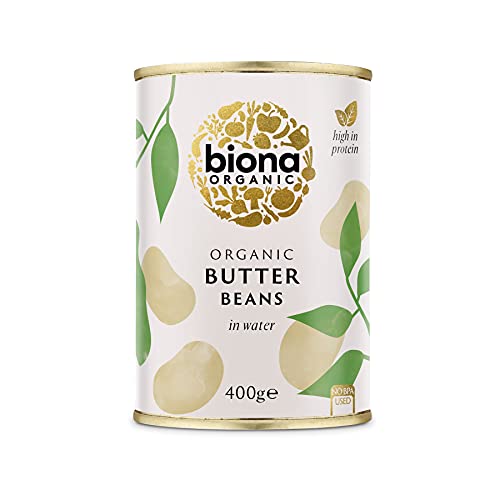 Biona Bio Limabohnen in der Dose, Ohne Salz, Lima Bohnen, Butterbohnen, Lima Bohne, Butter Beans 400 g von Biona