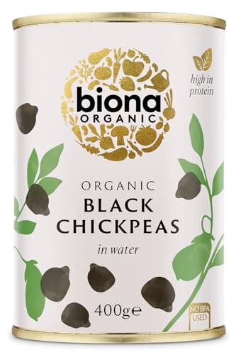 Biona – Schwarze Kichererbsen Bio (6 x 480 g), gesunde italienische Portion pflanzlichen Proteins, verzehrfertig von Biona