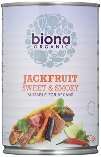 Biona – Süße & rauchige Jackfrucht aus biologischem Anbau (6 x 400 g), vegan, BPA-frei, exotische pflanzliche Fleischalternative, verzehrfertig von Biona