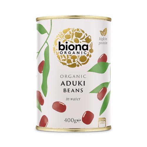 Biona vorgekochte Bio-Adzukibohnen (6 x 400 g), Protein-, Eisen- und Magnesiumquelle und reich an Ballaststoffen, fettfrei und ohne Salzzusatz, vollkommen natürlich und für Vegetarier geeignet von Biona