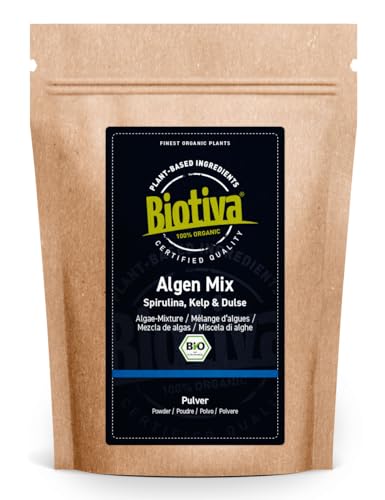 Algen Mix Bio 150g Pulver - Dulse Kelp Spirulina - Algenmischung aus Öko Anbau - Abgefüllt und kontrolliert in Deutschland - Biotiva von Biotiva