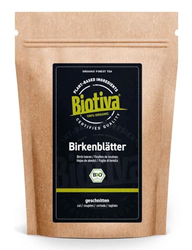 Birkenblätter Tee Bio 100g - Betula - Birkenblättertee - Premium Bio Qualität - abgefüllt und kontrolliert in Deutschland - Biotiva von Biotiva