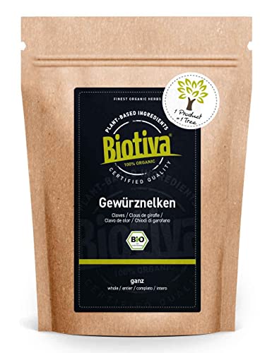 Biotiva Gewürznelken ganz Bio 250g - hochwertige Nelken (Caryophylli flos) getrocknet - Abgefüllt und kontrolliert in Deutschland (DE-ÖKO-005) von Biotiva