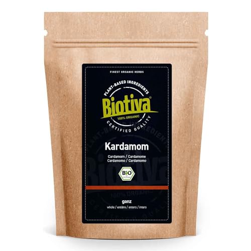 Kardamom ganz Bio 100g - Kardamom in Premium Bio-Qualität - Ingwergewächs - Elettaria cardamomum - abgefüllt und kontrolliert in Deutschland - vegan - Biotiva von Biotiva