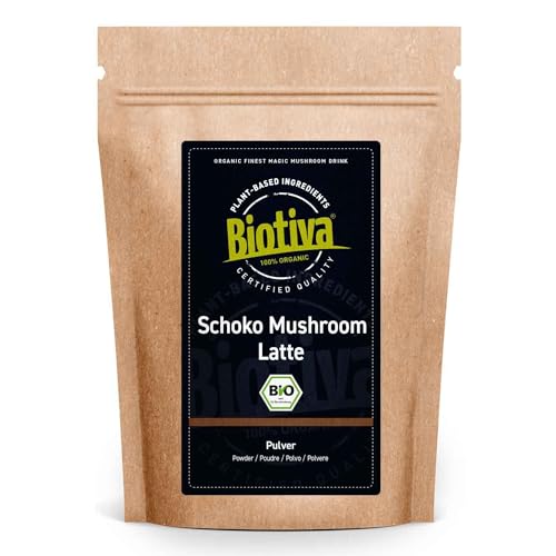 Biotiva Schoko Mushroom Latte Bio 100g - Pilz Kaffee Drink - Vitalpilz Superfood Mix - abgefüllt in Deutschland von Biotiva