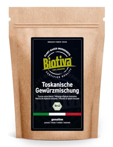 Toskanino Gewürzmischung Bio 250g - toskanische Gewürzmischung - Salbei Lorbeer Koriander Rosmarin Cayenne Pfeffer - abgefüllt in Deutschland - Biotiva von Biotiva
