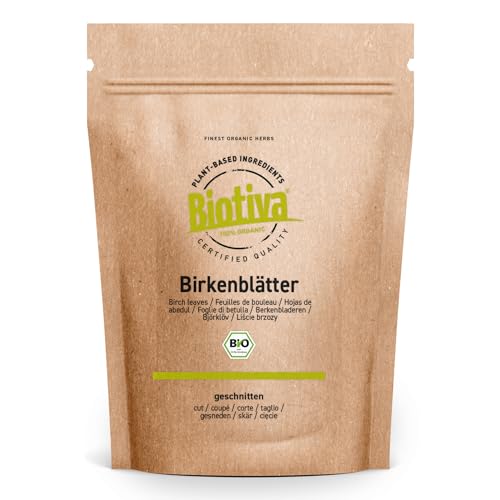 Birkenblätter Tee Bio 100g - Betula - Birkenblättertee - Premium Bio Qualität - abgefüllt und kontrolliert in Deutschland - Biotiva von Biotiva