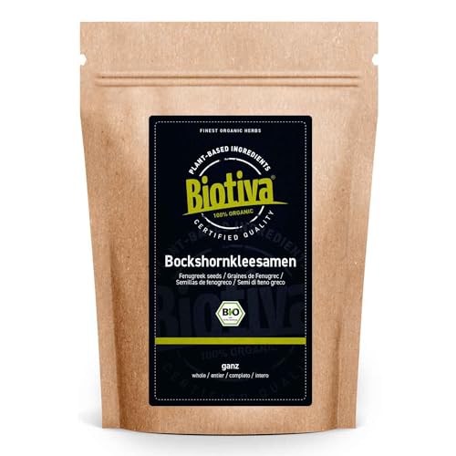 Bockshornklee-Samen ganz Bio 750g + 250g Gratis - Tee oder Gewürz - Trigonella foenum-graecum - ohne Zusätze - vegan - In Deutschland abgefüllt und kontrolliert - Biotiva von Biotiva