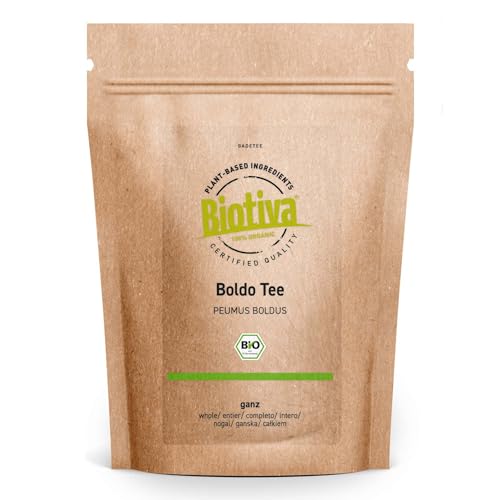 Boldo Blätter Tee Bio 100g - handgelesen - Boldotee - Toll mit Mate - Peumus boldus - Abgefüllt und kontrolliert in Deutschland - Biotiva von Biotiva