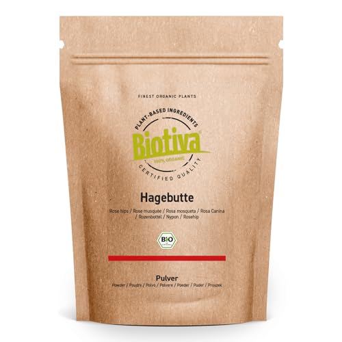 Hagebuttenpulver Bio 2kg (2x1kg) - Hagebutten aus Europa - Rosa Canina - in Deutschland frisch gemahlen abgefüllt und kontrolliert - Biotiva von Biotiva