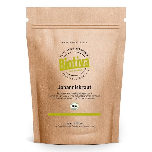 Johanniskraut Tee Bio 500g (2x250g) - Echtes Johanniskraut geschnitten - Hypericum - Arzneipflanze 2015 - abgefüllt und kontrolliert in Deutschland - Biotiva von Biotiva