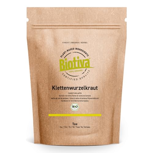 Klettenwurzelkraut Tee Bio 250g - reinstes Wolfskraut- ohne Zusätze - vegan - 100% Bio-Qualität - Abgefüllt und kontrolliert in Deutschland - Biotiva von Biotiva