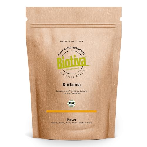 Kurkuma-Pulver Bio 2000g (2x1kg)- hochwertige Kurkumawurzel (Curcuma) gemahlen - 100% natürliches Superfood - Abgefüllt und kontrolliert in Deutschland - Biotiva von Biotiva