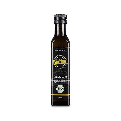 Leindotteröl Bio 250ml - mild & leicht scharf - schonend kaltgepresst - Salate Pesto Dips - hochwertiges Leindotter Öl - Premium Bio-Qualität - Biotiva von Biotiva