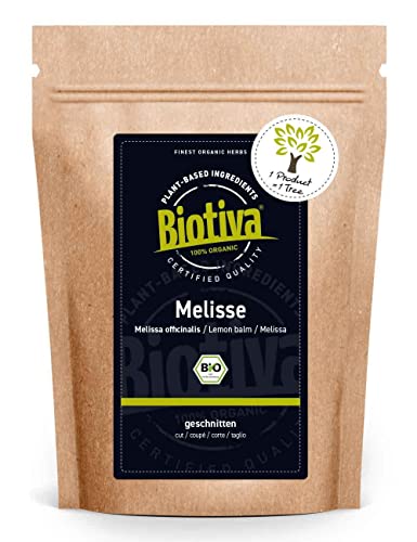 Melisse Tee 100g Bio - Melissa officinalis - Melissenblätter getrocknet - Kräutertee - vegan - ohne Zusatzstoffe - abgefüllt und zertifiziert in Deutschland - Biotiva von Biotiva