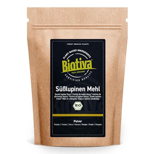 Süßlupinenmehl Bio 1kg - aus Lupinensamen - 100% naturrein - veganer Getreidemehlersatz - glutenfrei - zertifiziert und abgefüllt in Deutschland - Biotiva von Biotiva