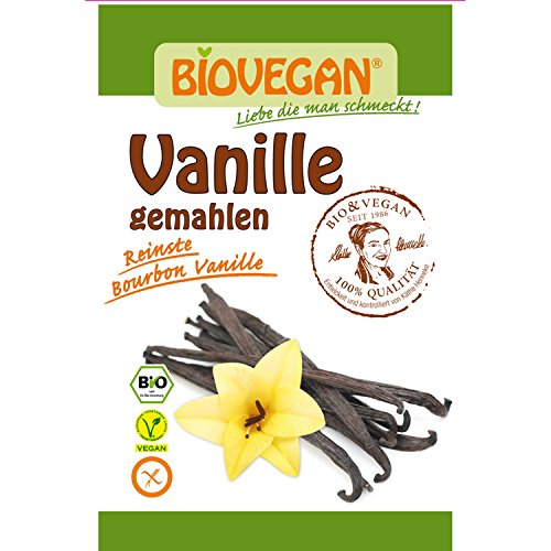 Biovegan Bio Bourbon-Vanille, hochwertige Vanille gemahlen aus Madagaskar, Vanillepulver mit vollem Aroma und fein-süßem Geschmack (1x 5g) von Biovegan