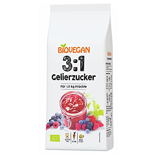 Biovegan Gelierzucker 3:1, Bio Geliermittel mit Rohrohrzucker und Pektinen, für Fruchtaufstriche und Marmeladen, Bio-Qualität, glutenfrei und vegan (500 g) von Biovegan