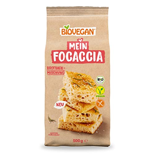 Biovegan Mein Focaccia, glutenfreie Brotbackmischung für italienisches Bio Brot, einfache und vegane Backmischung für frisches Brot, 6x 500 g von Biovegan