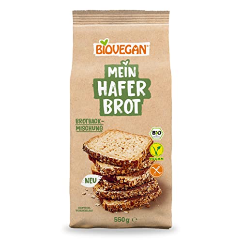 Biovegan Mein Haferbrot, glutenfreie Brotbackmischung mit Hafer, frisches Brot einfach selber backen, vegane Bio Backmischung, 6x 550g von Biovegan