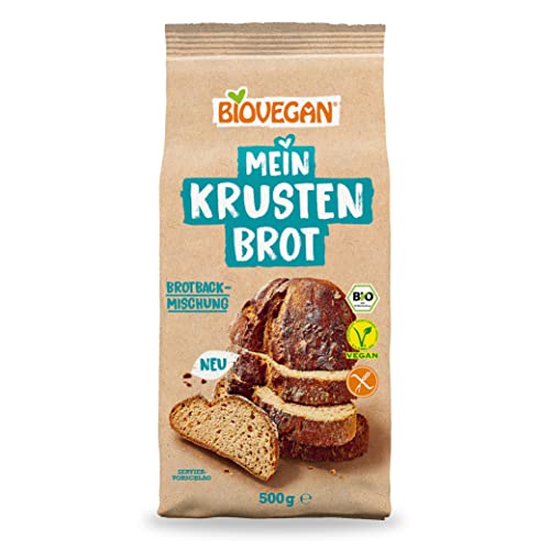 Biovegan Mein Krustenbrot, glutenfreie Brotbackmischung für knuspriges und frisches Brot, einfache und vegane Bio Backmischung, 6x 500g von Biovegan