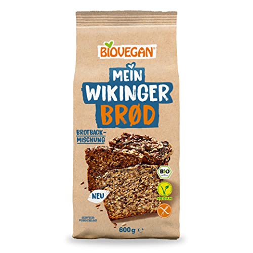 Biovegan Mein Wikinger Brød, glutenfreie Brotbackmischung mit Saaten, frisches Brot einfach selber backen, vegane Bio Backmischung, 6x 600g von Biovegan