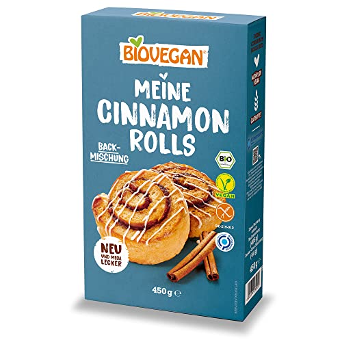 Biovegan Meine Cinnamon Rolls, Backmischung für leckere Zimtschnecken, klassisch würzig mit hochwertigem Zimt, glutenfrei und vegan, 6x 450g von Biovegan