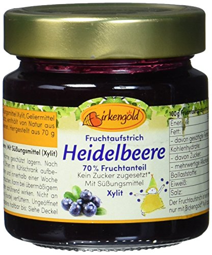 Birkengold Fruchtaufstrich Heidelbeer, 2er Pack (2 x 200 g) von Birkengold