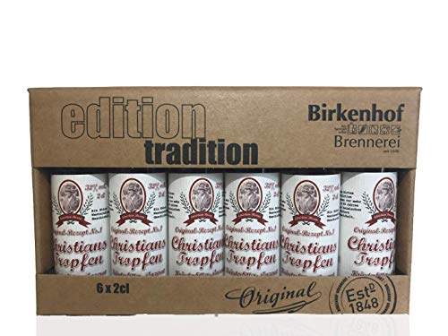 BIRKENHOF Brennerei | Tasting-Set Edition: "Christians Tropfen" - Kräuterspirituose für Unterwegs | (6 x 0,02l ) von Birkenhof Brennerei