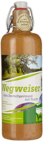 BIRKENHOF Brennerei | Westerwaldsteig Wegweiser - Zwetschgendestillat mit Frucht | (1 x 0,5l ) - 38 % vol. von Birkenhof Brennerei