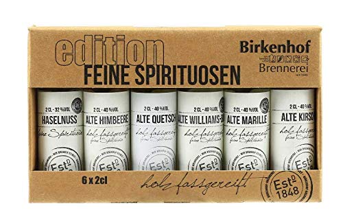 BIRKENHOF Brennerei -Tasting-Set Edition:" Feine Spirituosen" - Alte Sorten im Holzfass gereift | 6 x 0,02l von Sattie