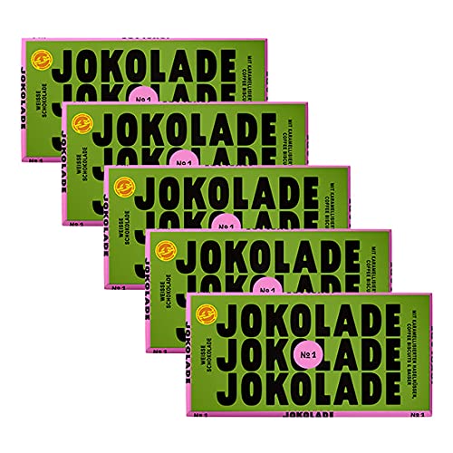 JOKOLADE No1 - Wei?e Schokolade mit karamellisierten Haseln?ssen, Coffee Biscuits & Baiser, 150g / 5er Pack von Birsppy